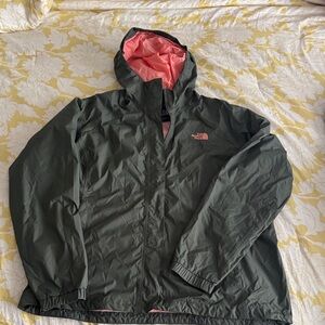 The North Face Olive and Coral Hooded Jacket